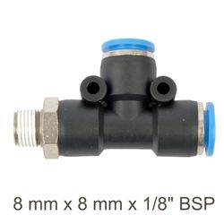 AIRCRAFT Pu Hose Fitting Tee 8mm X 8mm X 1/8'm